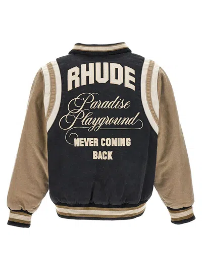 Rhude Logo-embroidered Canvas Bomber Jacket In Black