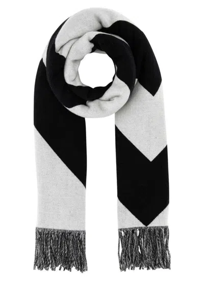 Valentino Patterned Scarf With Fringed Detail In Avorionero