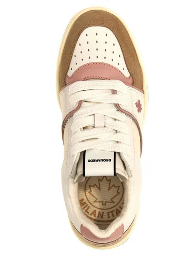Dsquared2 Textured Leather And Polyamide Sneakers In Multicolor