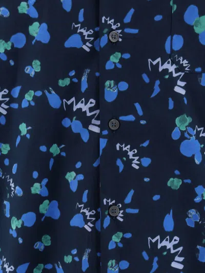 Marni Man Shirt Navy Size 44 Cotton In Blue