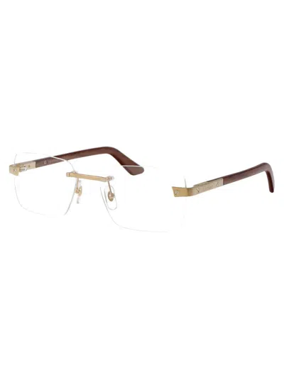 Cartier Womens Gold Shiny Ct0048o Rectangle-frame Metal Eyeglasses In Gold