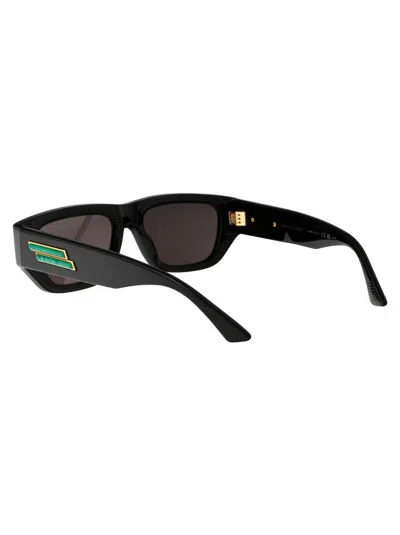 Bottega Veneta Black Bolt Stone-effect Rectangle-frame Sunglasses In Black