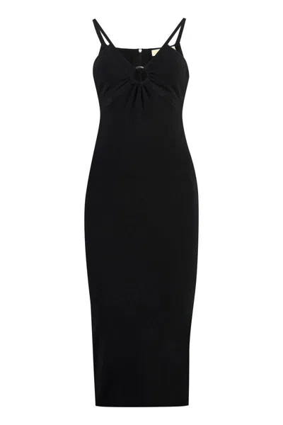 Michael Kors Viscose Blend Longuette Dress In Black