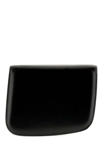 Ferragamo Black Leather Small Fiamma Crossbody Bag In Black