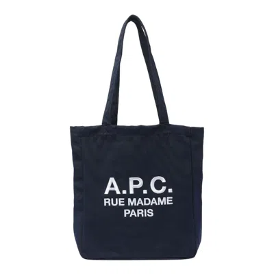 Apc A.p.c. Navy Blue Canvas Lou Rue Madame Shopping Bag In Dark Navy