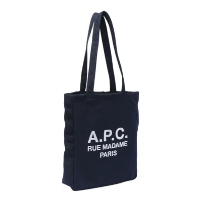 Apc A.p.c. Navy Blue Canvas Lou Rue Madame Shopping Bag In Dark Navy