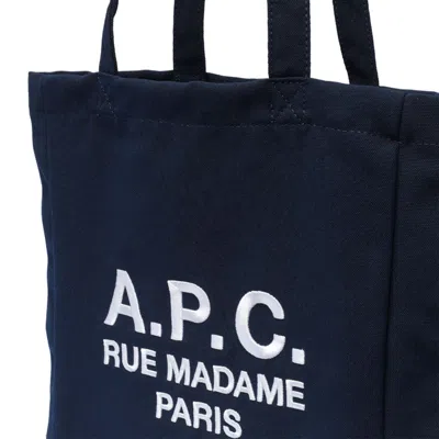 Apc A.p.c. Navy Blue Canvas Lou Rue Madame Shopping Bag In Dark Navy