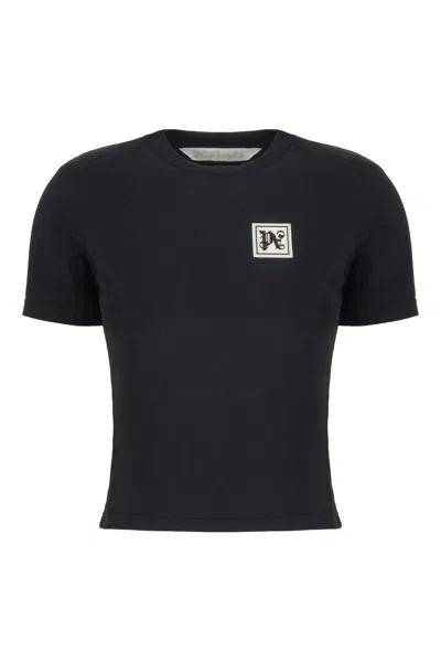 Palm Angels Ski Club Fitted T-shirt Contrast Print In Black
