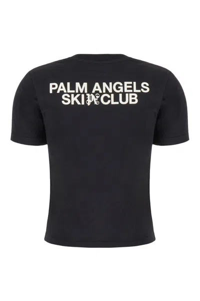 Palm Angels Ski Club Fitted T-shirt Contrast Print In Black