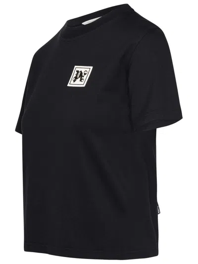 Palm Angels Ski Club Fitted T-shirt Contrast Print In Black
