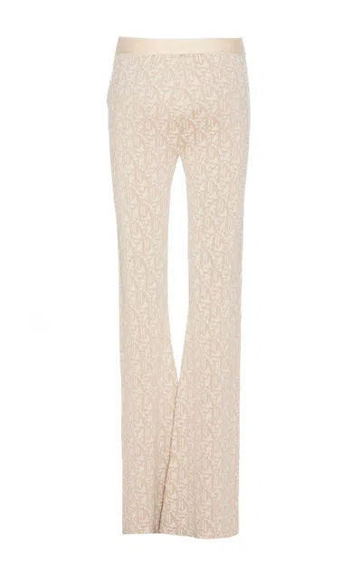 Palm Angels Monogram Jacquard Knit Trousers In White