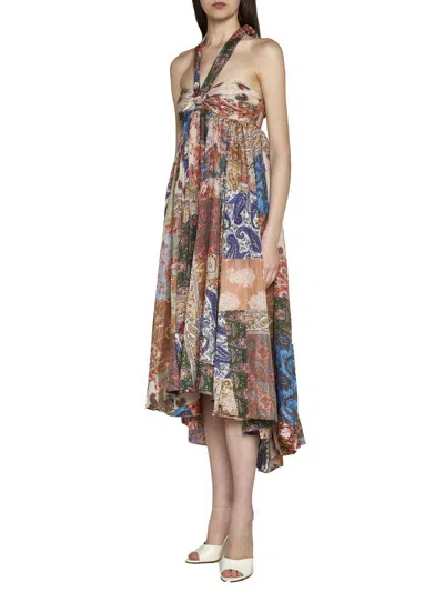 Zimmermann Devi Pleated Paisley-print Silk Halterneck Midi Dress In Printed