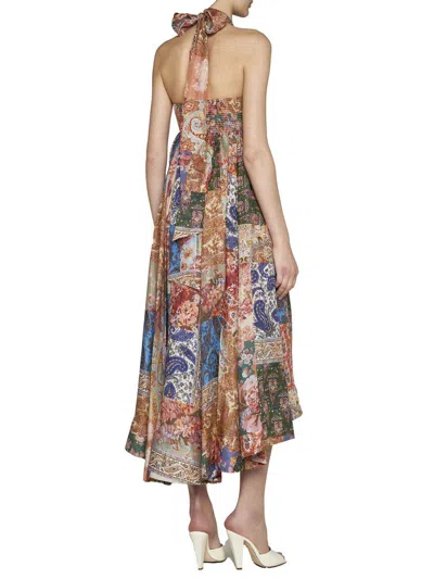 Zimmermann Devi Pleated Paisley-print Silk Halterneck Midi Dress In Printed