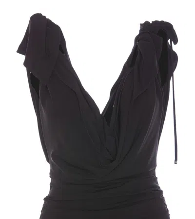Attico The Abito Lungo Con Ruches In Black