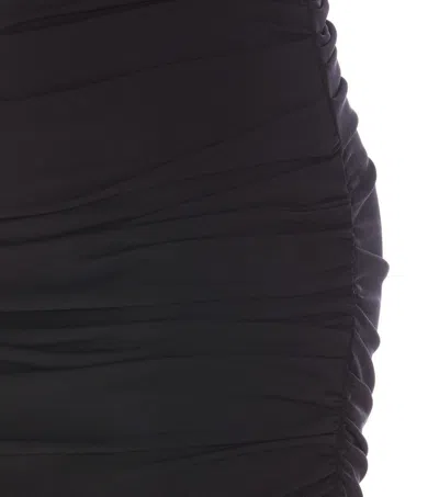 Attico The Abito Lungo Con Ruches In Black