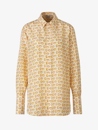 Burberry B-closure Print Silk Poplin Shirt In Beige