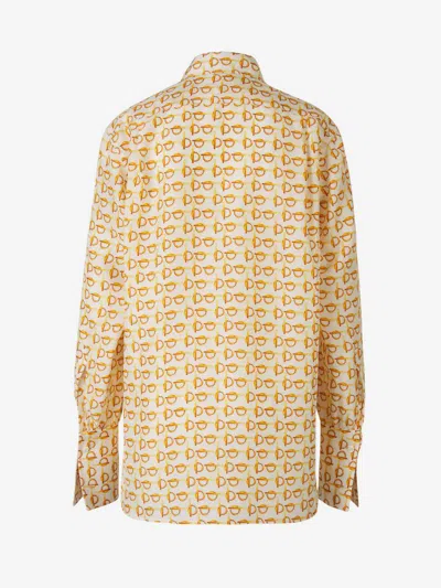 Burberry B-closure Print Silk Poplin Shirt In Beige
