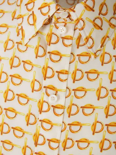 Burberry B-closure Print Silk Poplin Shirt In Beige