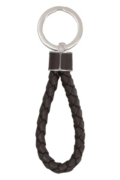 Bottega Veneta Intrecciato Leather Keyring In Brown