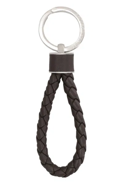 Bottega Veneta Intrecciato Leather Keyring In Brown