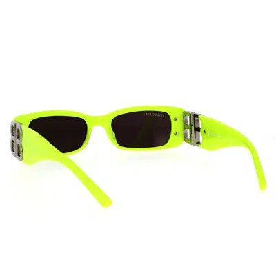 Balenciaga Logo-plaque Rectangle-frame Sunglasses In Yellow