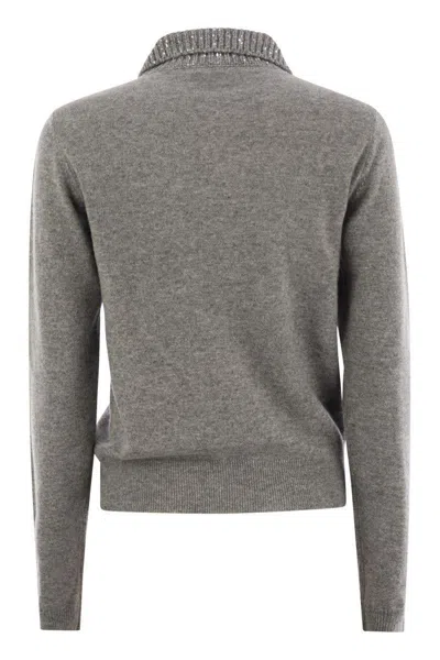 Fabiana Filippi Women's Wool, Silk And Cashmere Polo Collar Sweater In Grey