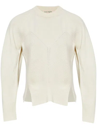 Alexander Mcqueen Chevron Corset Pullover Clothing In White