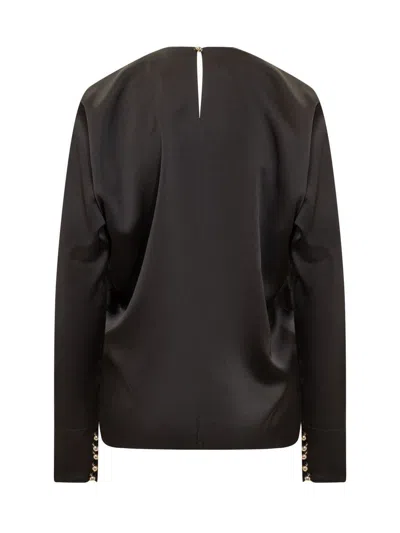 Lanvin Draped Long-sleeved Blouse In Black