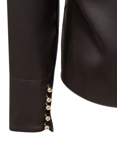 Lanvin Draped Long-sleeved Blouse In Black
