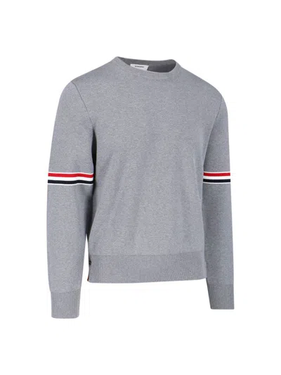 Shop Thom Browne Rwb Cotton Sweater In Grey