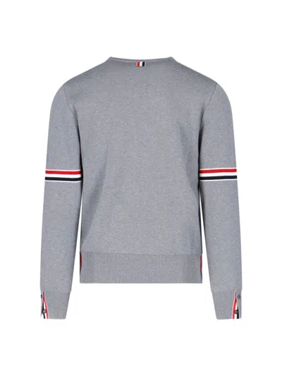 Thom Browne Milano Stitch Crew Neck Pullover In Grey