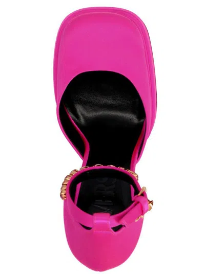 Versace Pink Medusa Aevitas Platform Heels In Deep Fuxia-oro