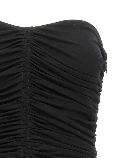 Saint Laurent Strapless Ruched Crepe-jersey Bustier Top In Black