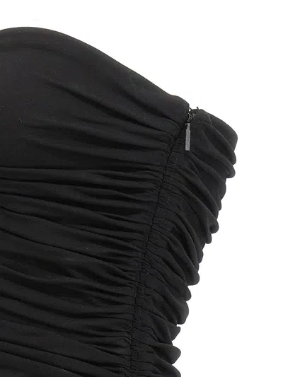 Saint Laurent Strapless Ruched Crepe-jersey Bustier Top In Black
