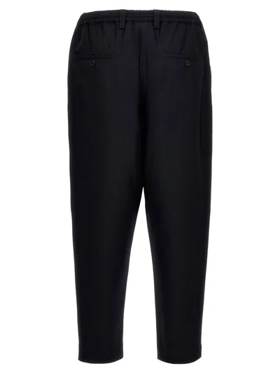 Marni Deep Blue Tropical Wool Trousers With Drawstring Waist In Blue