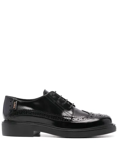 Tod's Woman Lace-up Shoes Black Size 7 Leather In Black