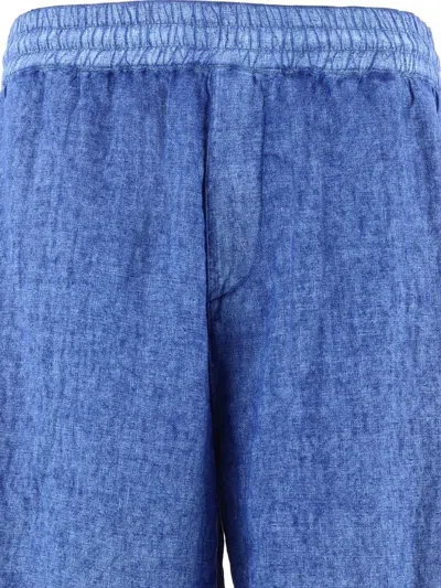 Burberry Linen Shorts With Drawstrings In Blue