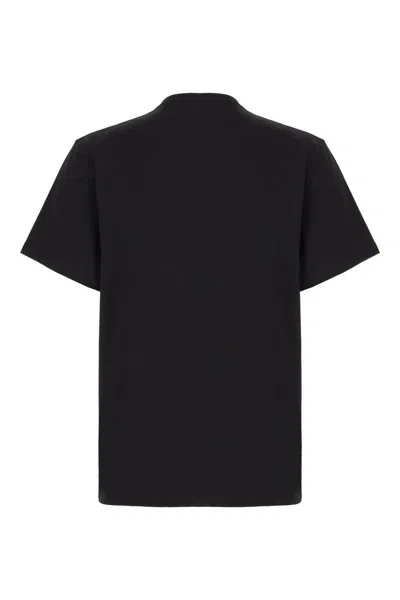 Alexander Mcqueen Black T-shirt With Glitter Logo Print In Cotton Man In Black Steel