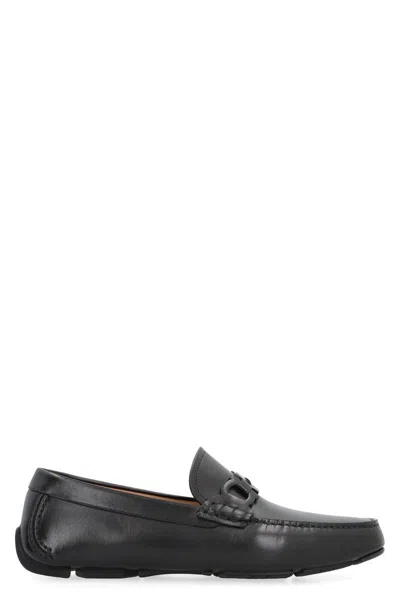 Ferragamo Byte Leather Loafers In Black