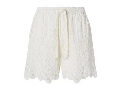 Pinko White Lace Design Serenata Rap Shorts In Multicolor