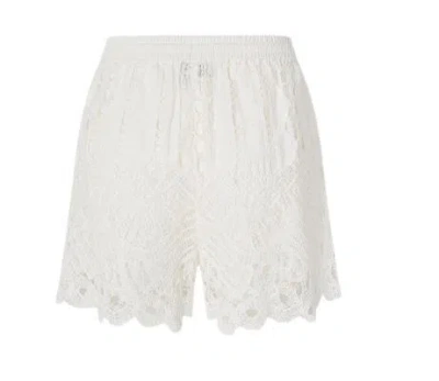 Pinko White Lace Design Serenata Rap Shorts In Multicolor