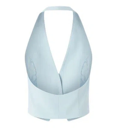 Pinko Light Blue Crop Vest With Halter Neckline And Button Closure In Viscose Woman In Multicolor