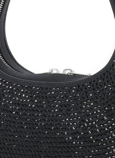 Coperni Swipe Crystal-embellished Canvas Hobo Bag In Black