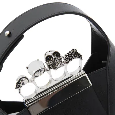 Alexander Mcqueen Mini Jewelled Leather Hobo In Black