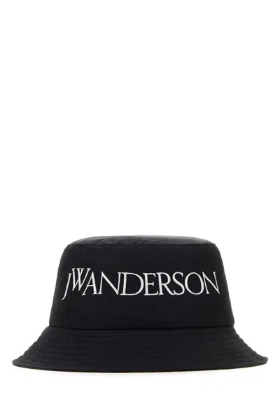 Jw Anderson Black Nylon Blend Bucket Hat In Black