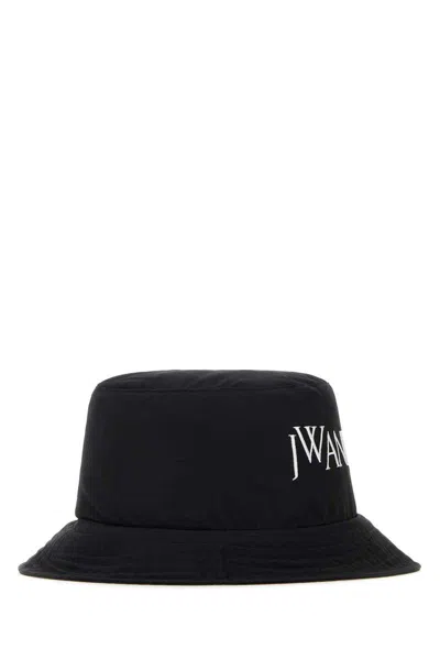 Jw Anderson Black Nylon Blend Bucket Hat In Black