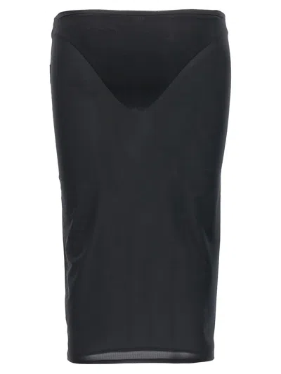 Courrèges Sheer Tube Midi Skirt In Black