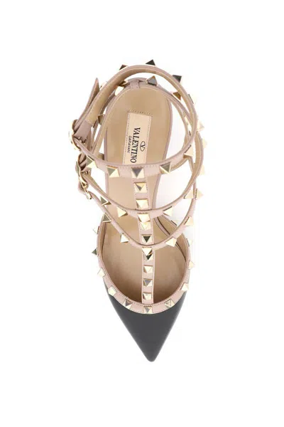 Valentino Garavani Two-tone Leather Rockstud Pumps In Black