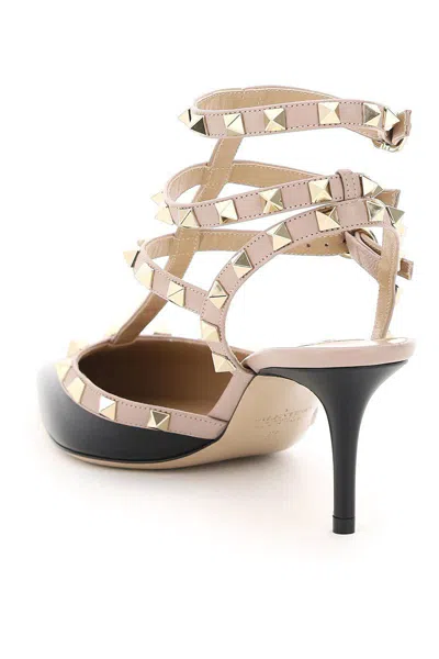 Valentino Garavani Two-tone Leather Rockstud Pumps In Black