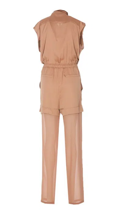 Pinko Utility Satin Suit With Georgette In Brown